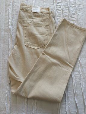 Men’s Cream Straight-Leg Jeans